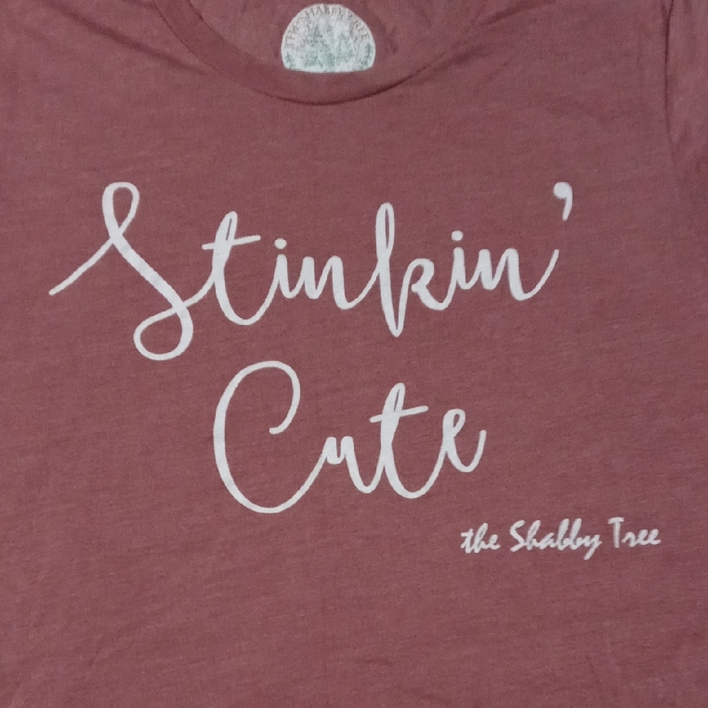 Womens Stinkin' Cute Mauv Short Sleeve Tees Casual Cotton Blend